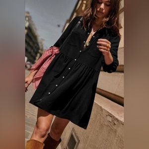 Sezane Black Long Sleeve Dress